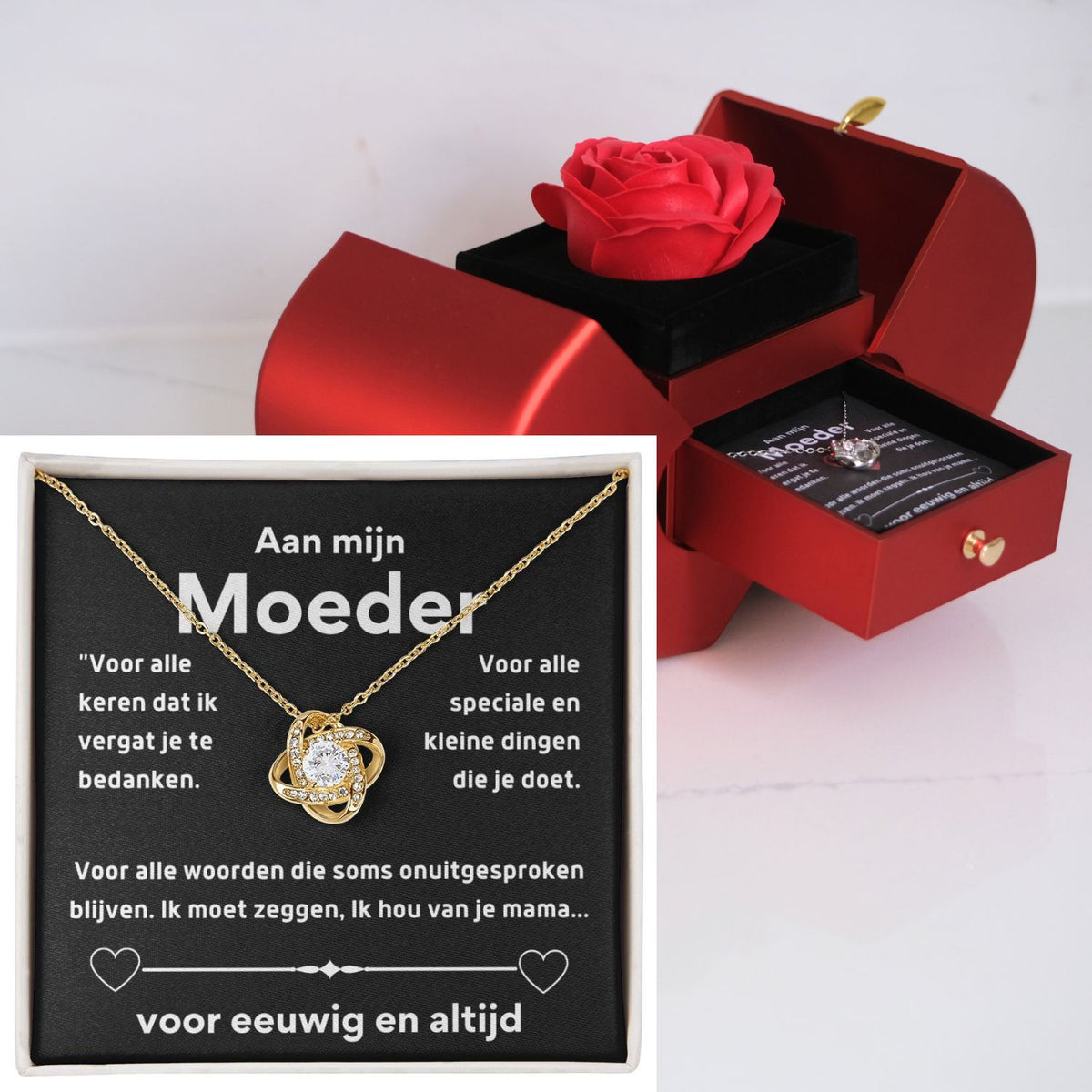 Eeuwige Roos - Liefdesknoop ketting - Aan mijn moeder