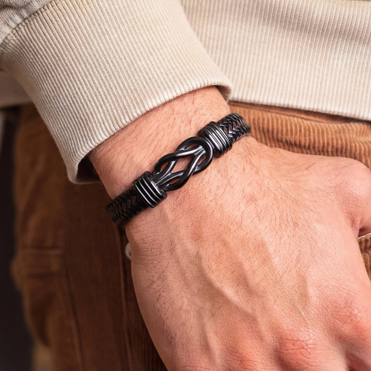 Aan mijn Zoon - Zwart infinity armband