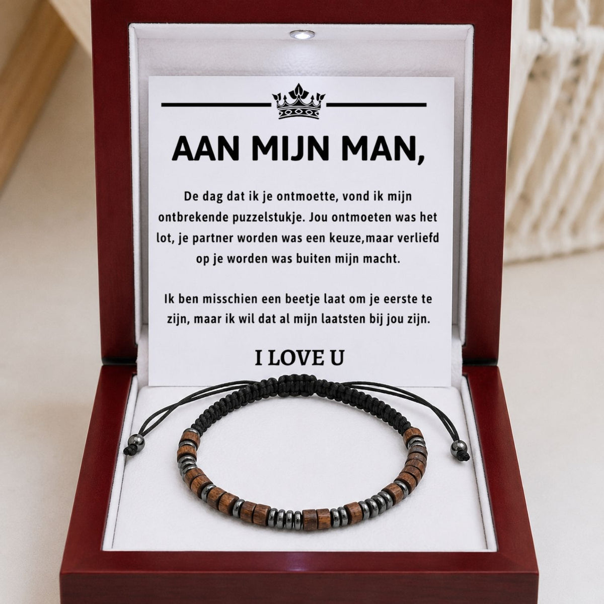Aan mijn Man - 'I Love You' Morse code armband