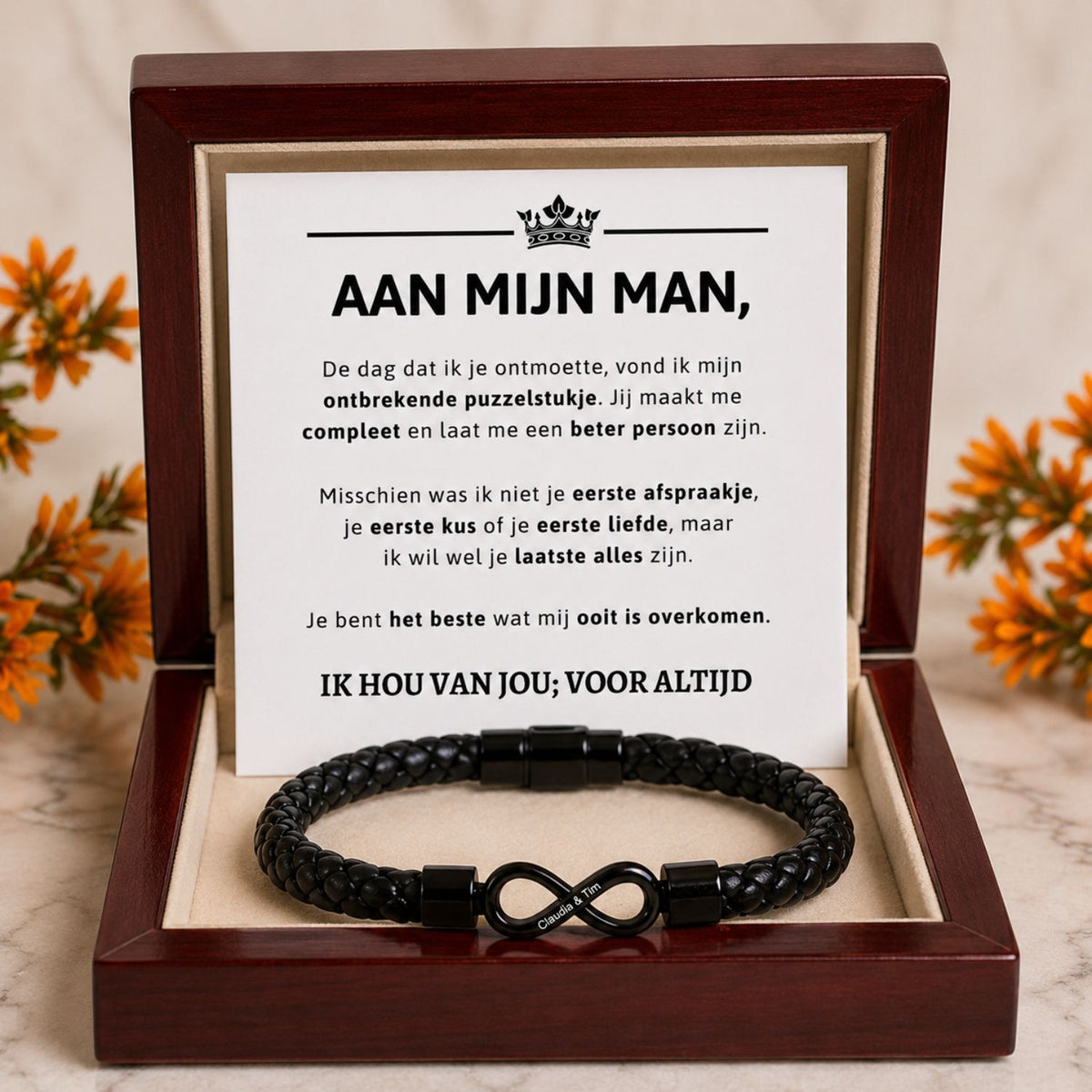 Aan mijn Man - Dual Name Infinity Armband
