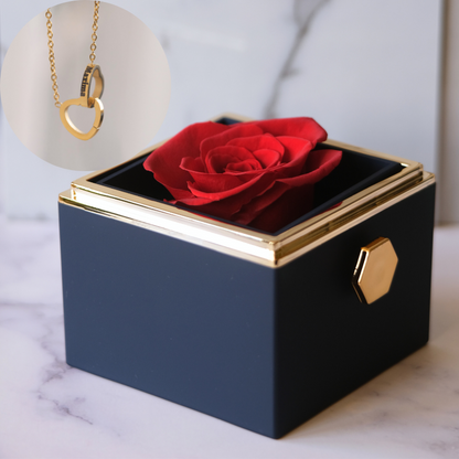 Eeuwige Roos Box - Gepersonaliseerde ketting & Echte Roos