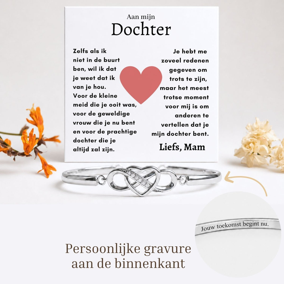 Aan mijn Dochter - Armband Infinity met Gravure