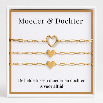 Moeder & Dochter Armband Set Hartje