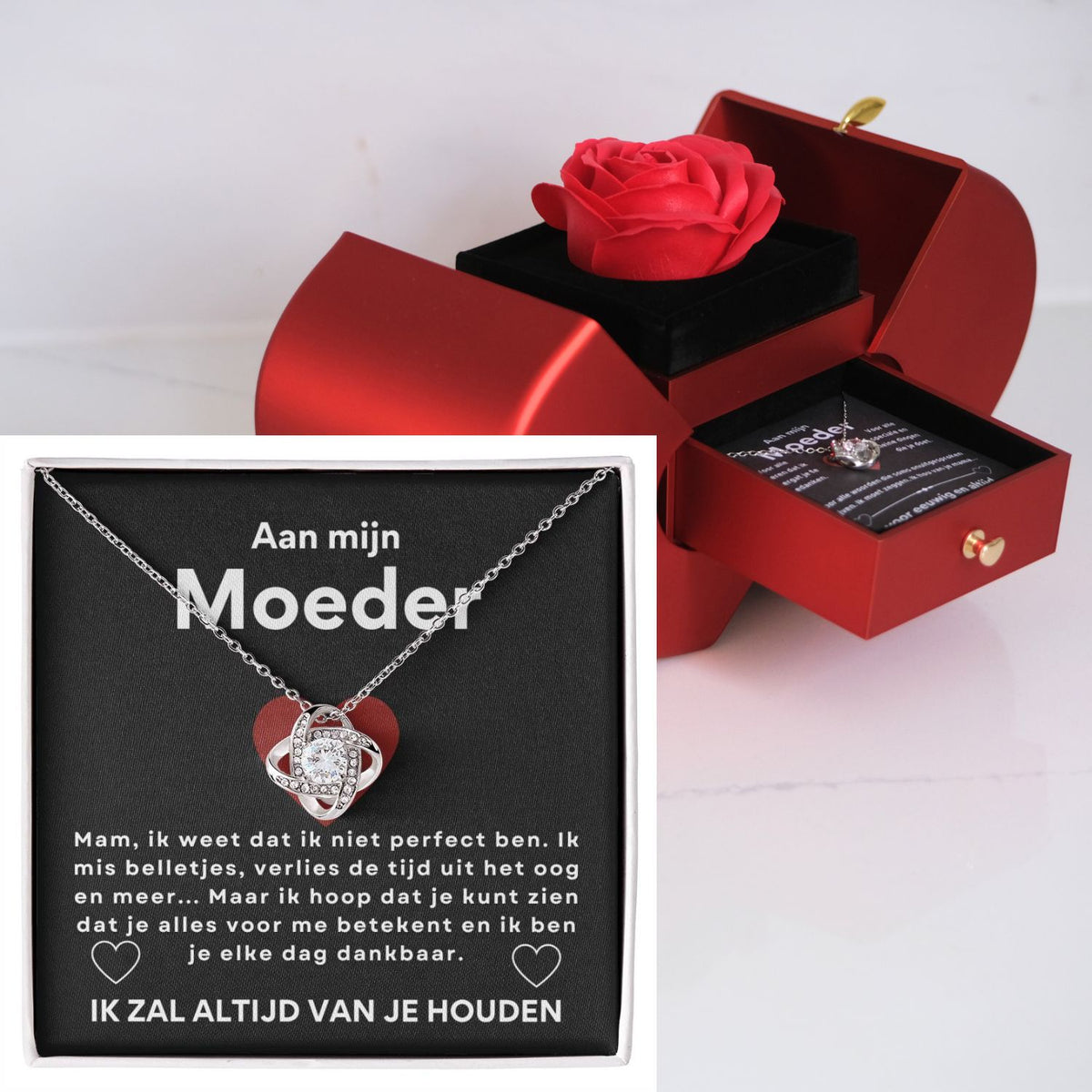 Eeuwige Roos - Liefdesknoop ketting - Aan mijn moeder