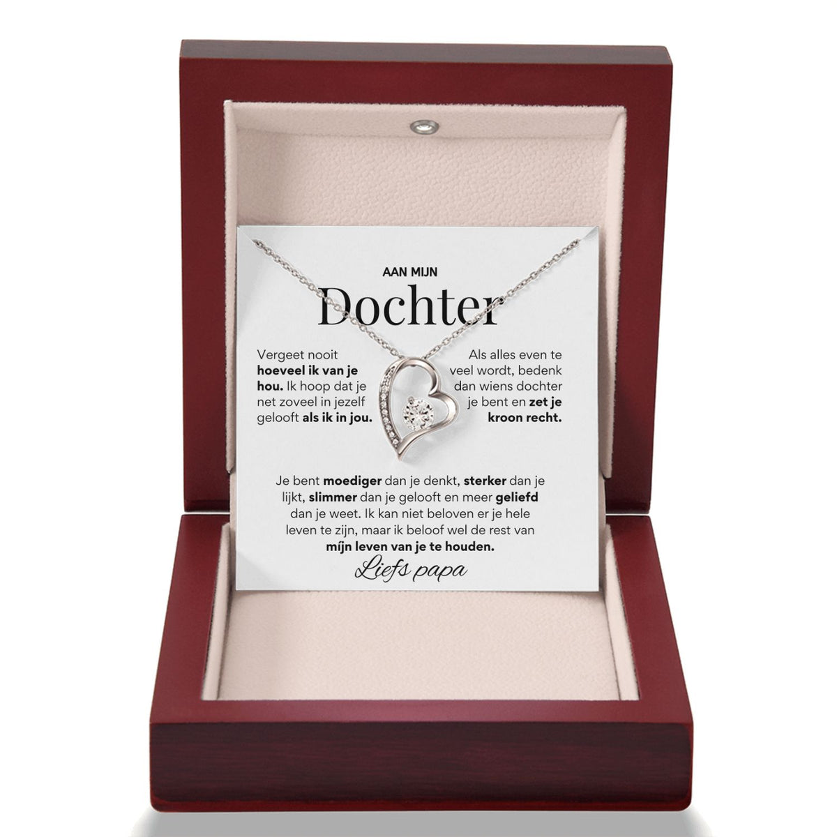 Aan mijn Dochter - Hart ketting - Liefs, Papa