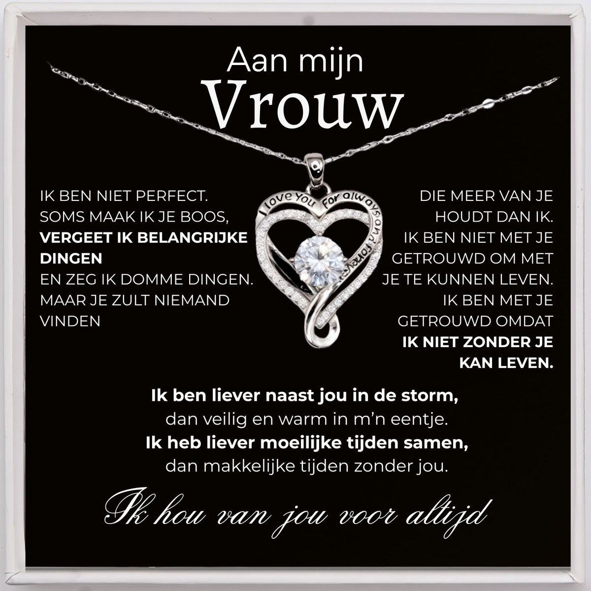 Hart ketting -  I love you for always...