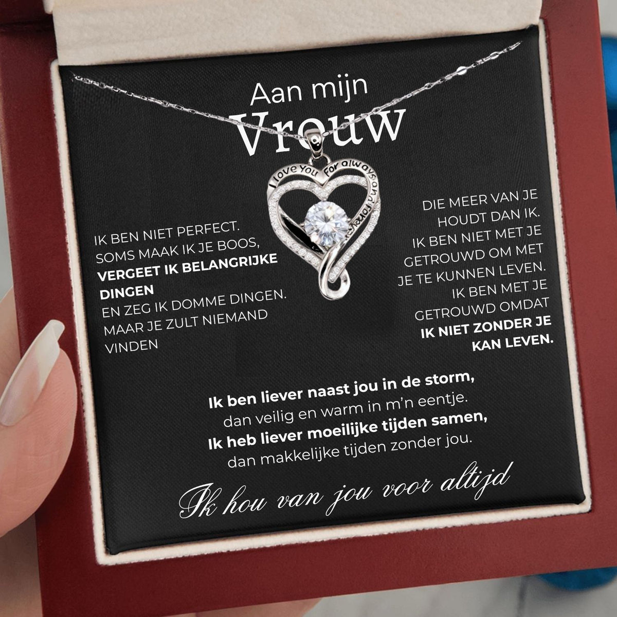 Hart ketting -  I love you for always...