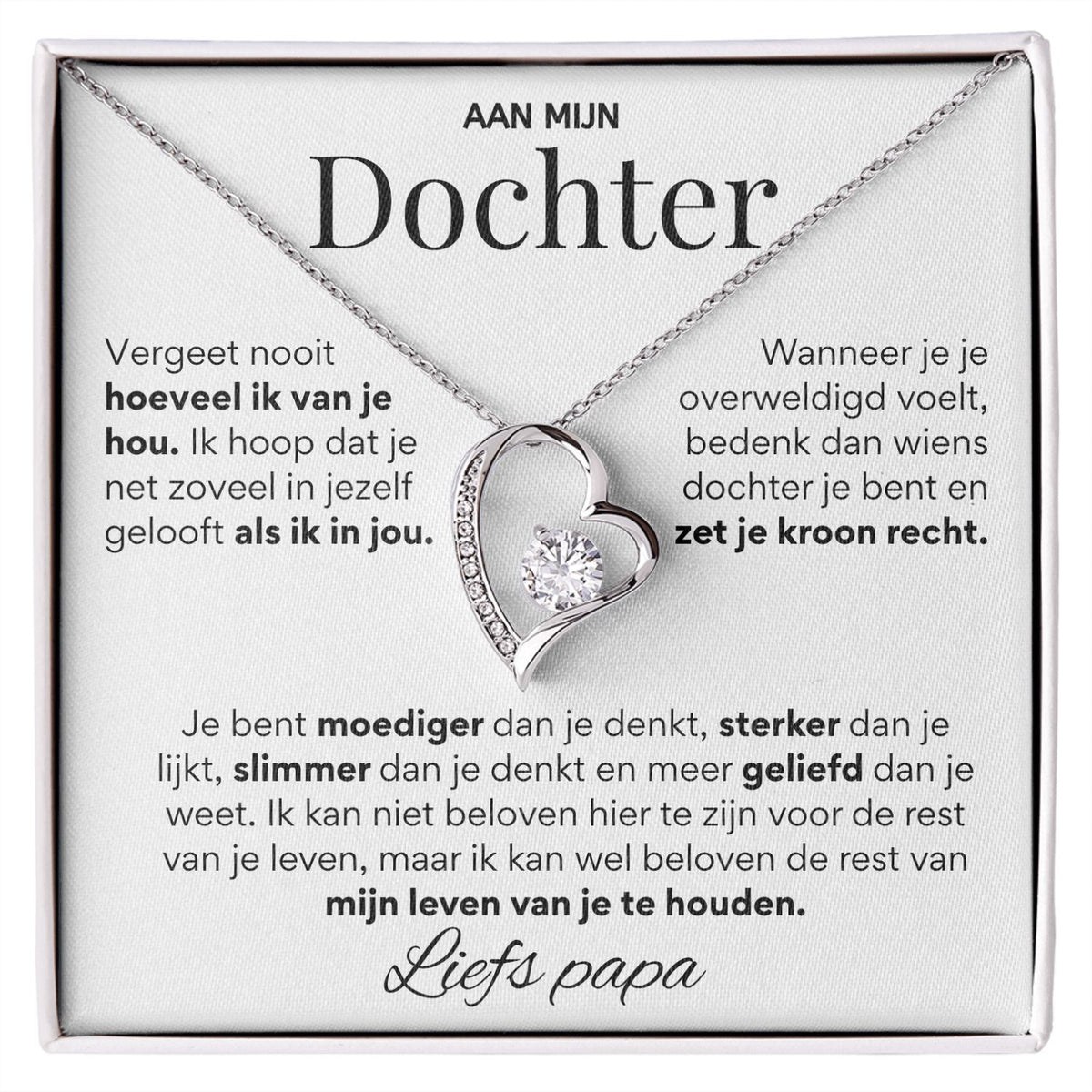 Aan mijn Dochter - Hart ketting - Liefs, Papa