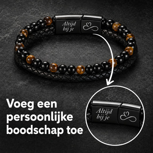 Gepersonaliseerde - Tijgeroog armband NEW