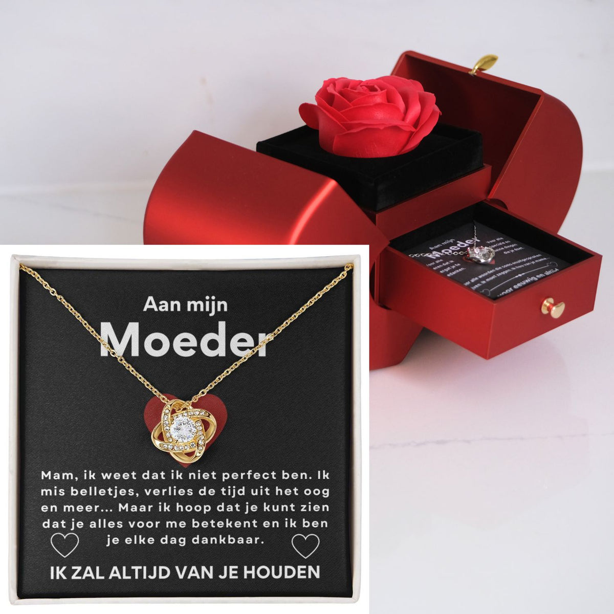 Eeuwige Roos - Liefdesknoop ketting - Aan mijn moeder