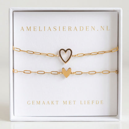 Moeder & Dochter Armband Set Hartje