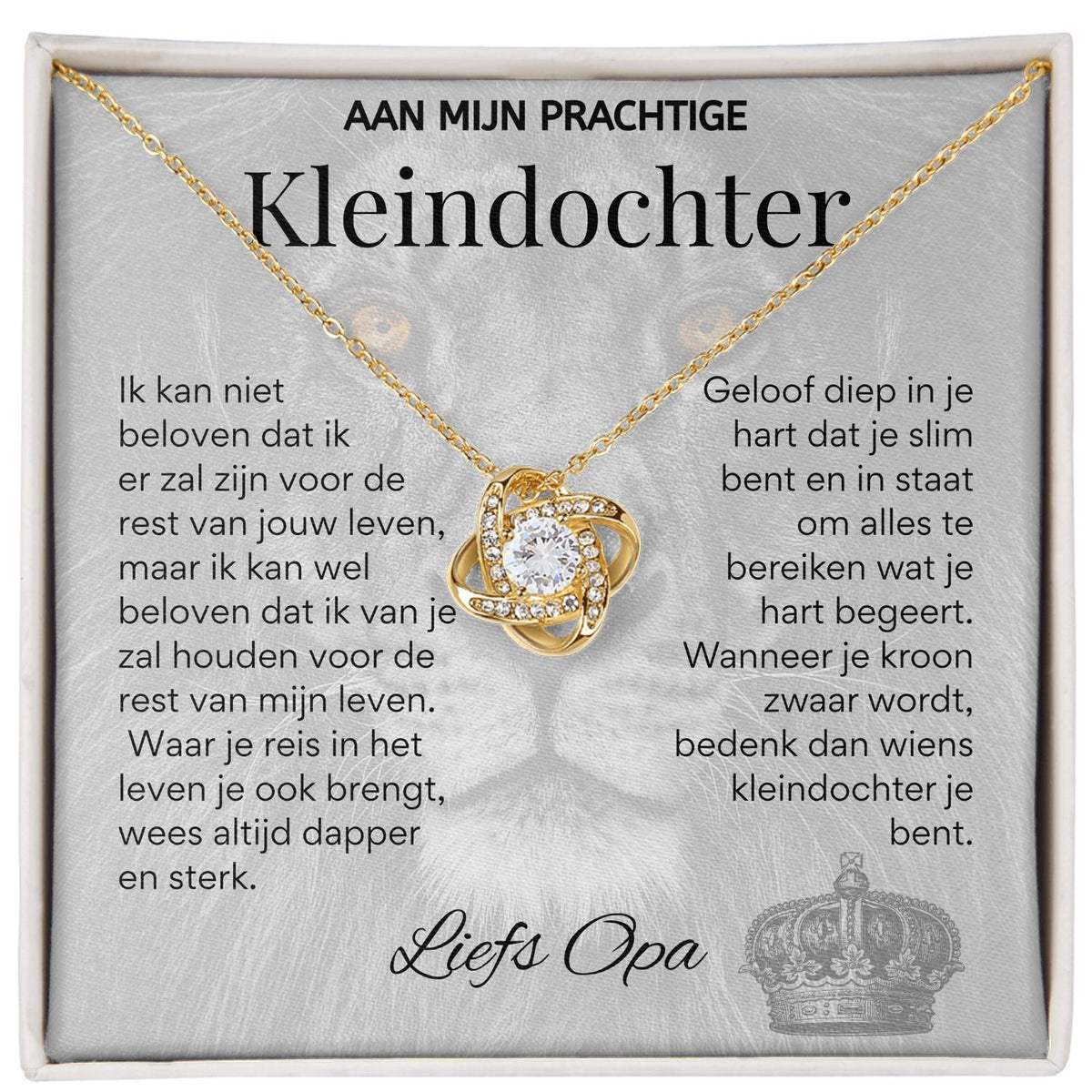 Aan mijn Kleindochter - Liefdesknoop Halsketting - Liefs, Opa