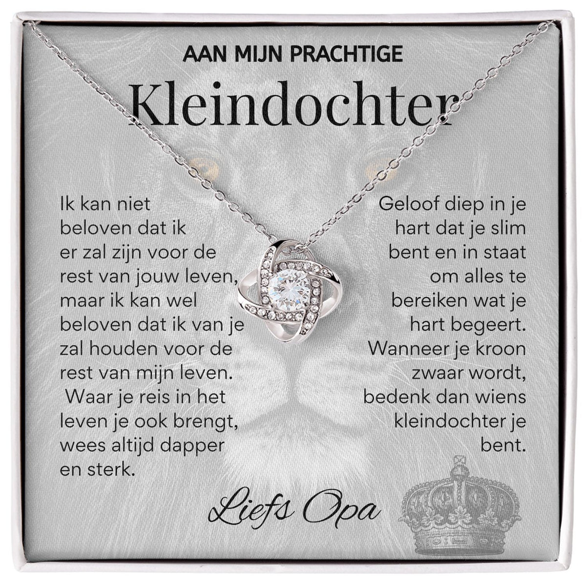 Aan mijn Kleindochter - Liefdesknoop Halsketting - Liefs, Opa