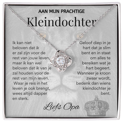 Aan mijn Kleindochter - Liefdesknoop Halsketting - Liefs, Opa