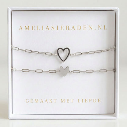 Moeder & Dochter Armband Set Hartje