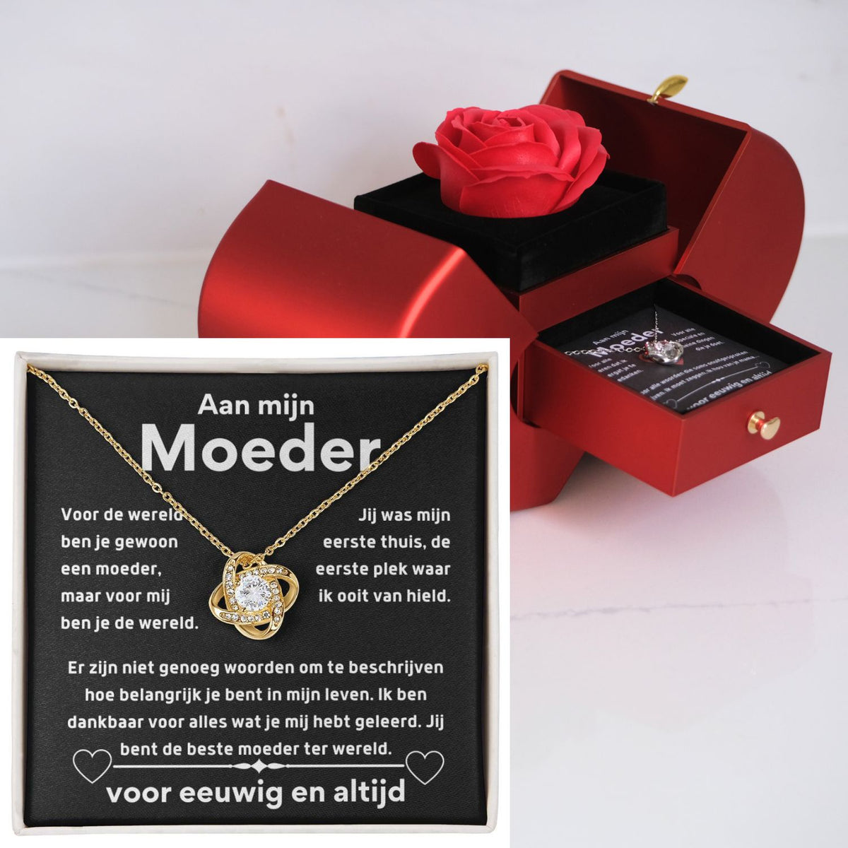 Eeuwige Roos - Liefdesknoop ketting - Aan mijn moeder