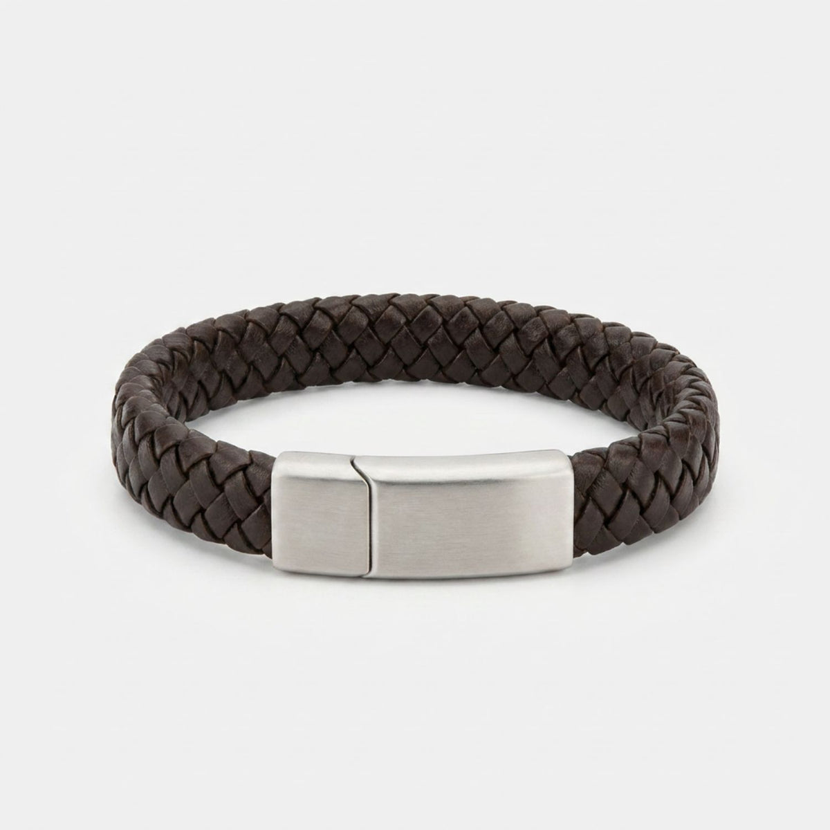 Bruine Gevlochten Armband met Gravure - Voor mijn man