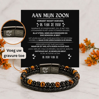 Gepersonaliseerde - Tijgeroog armband NEW