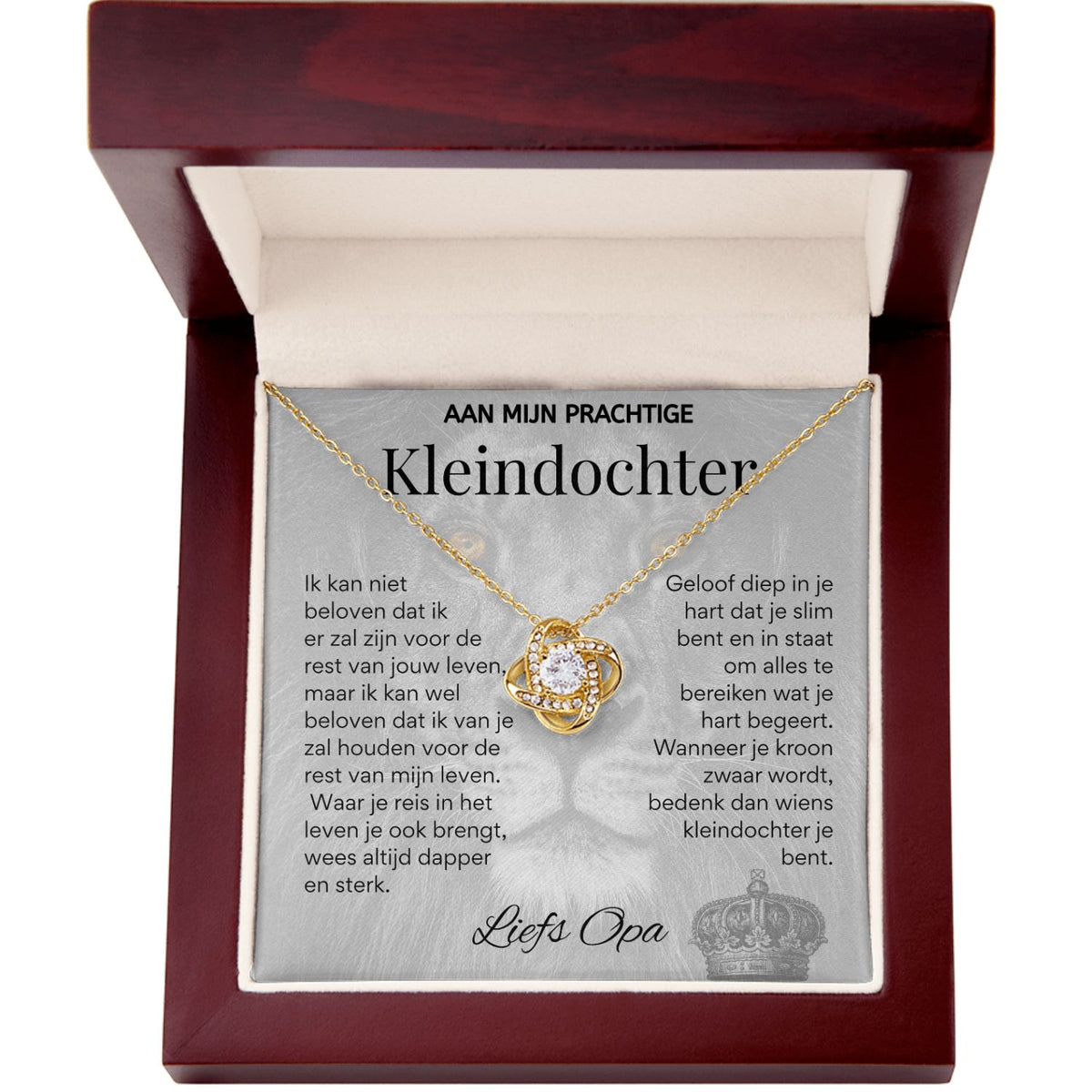 Aan mijn Kleindochter - Liefdesknoop Halsketting - Liefs, Opa