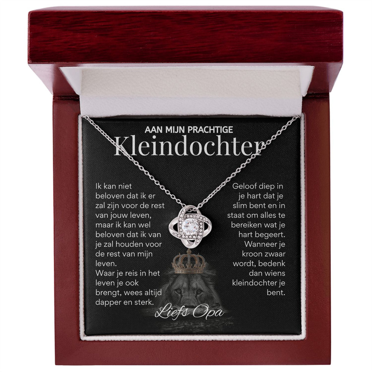Aan mijn Kleindochter - Liefdesknoop Halsketting - Liefs, Opa T518