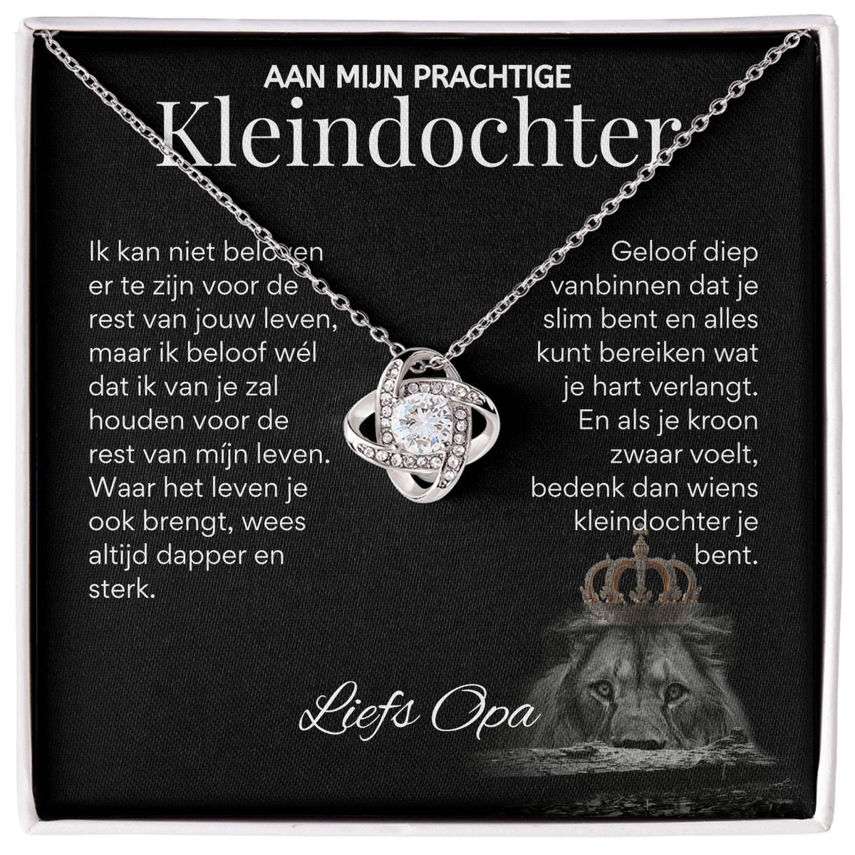 Aan mijn Kleindochter - Liefdesknoop Halsketting - Liefs, Opa T519
