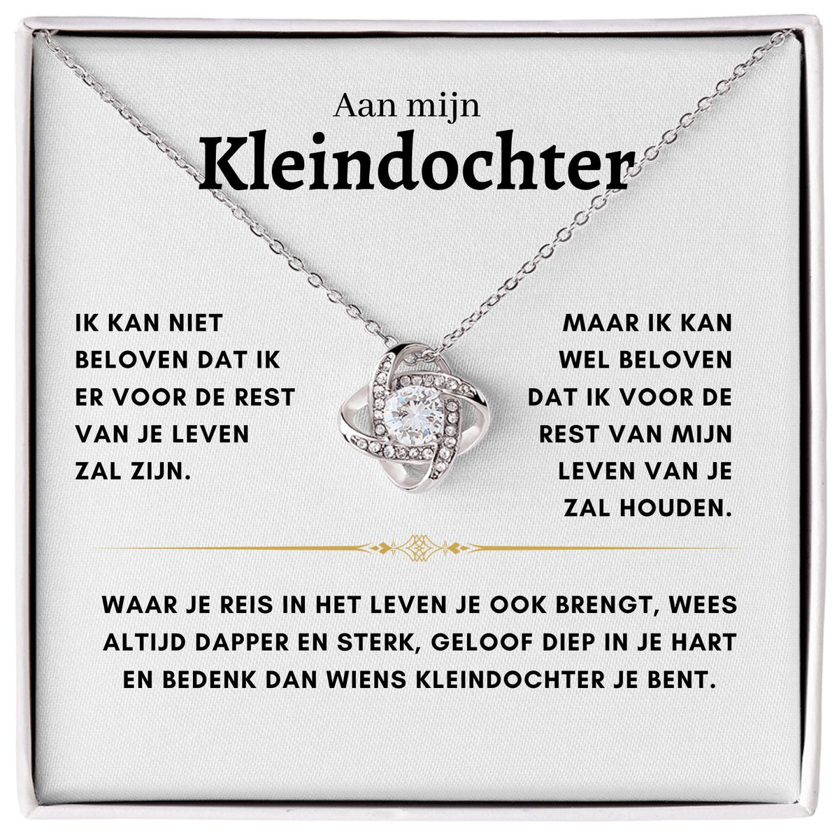 Aan mijn Kleindochter - Liefdesknoop Halsketting - Liefs, Opa & Oma