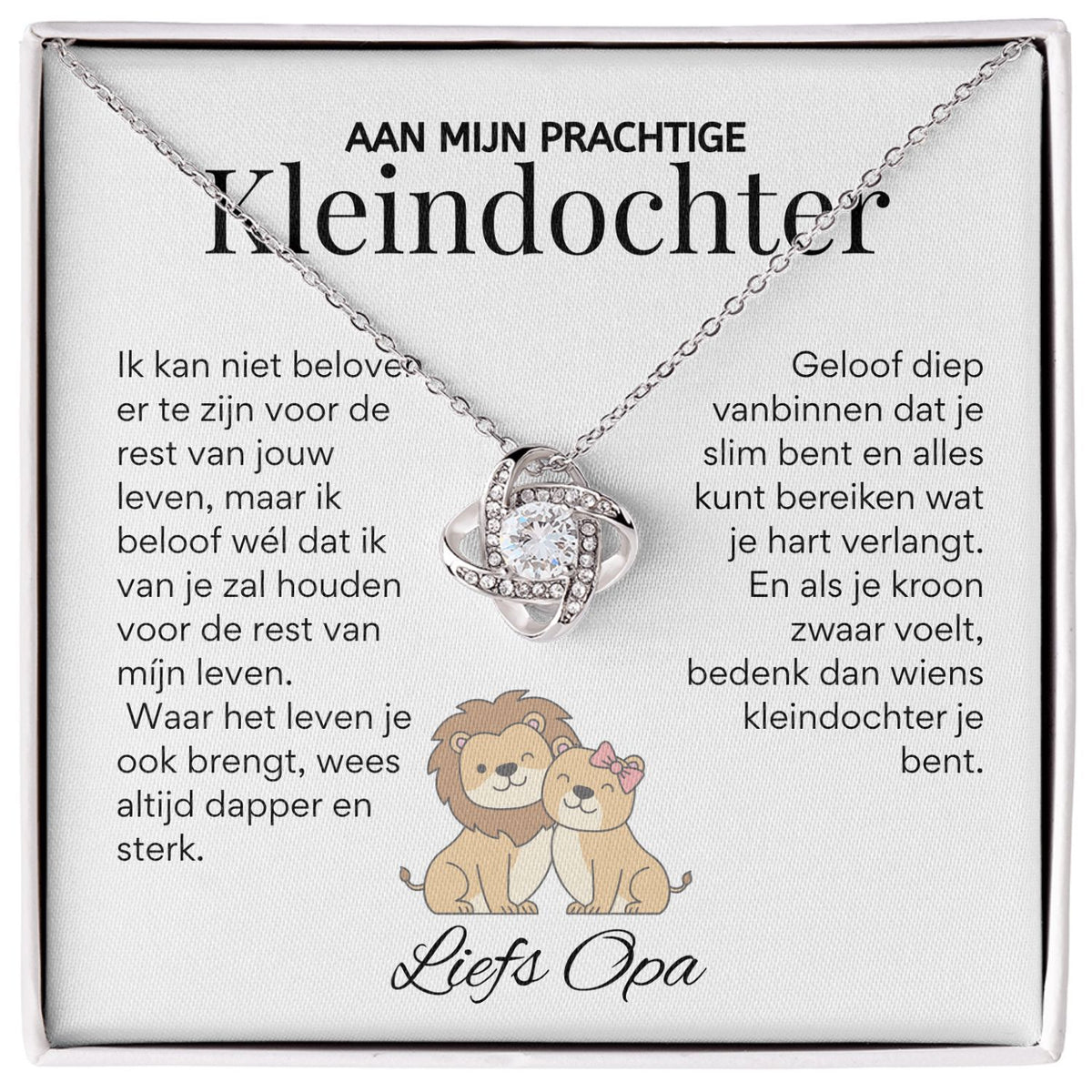 Aan mijn Kleindochter - Liefdesknoop Halsketting - Liefs, Opa T520