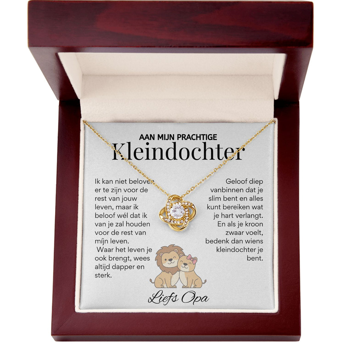 Aan mijn Kleindochter - Liefdesknoop Halsketting - Liefs, Opa T520