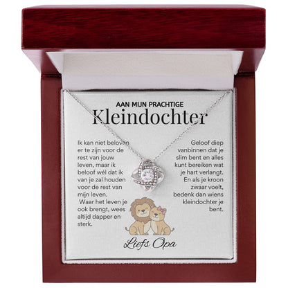 Aan mijn Kleindochter - Liefdesknoop Halsketting - Liefs, Opa T520