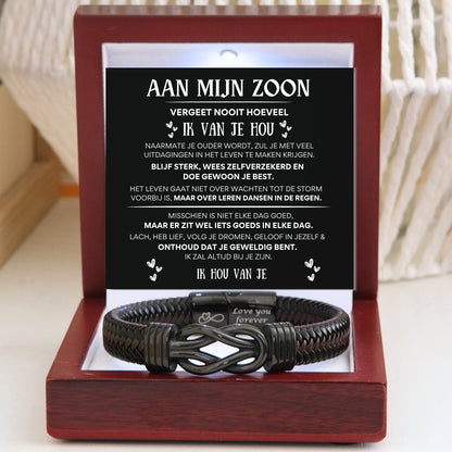 Aan mijn Zoon - Zwart infinity armband