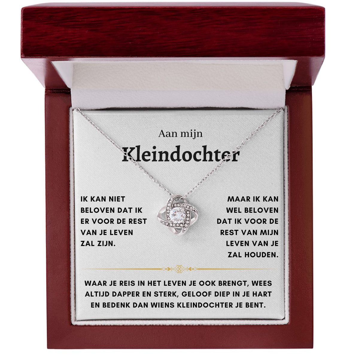 Aan mijn Kleindochter - Liefdesknoop Halsketting - Liefs, Opa & Oma