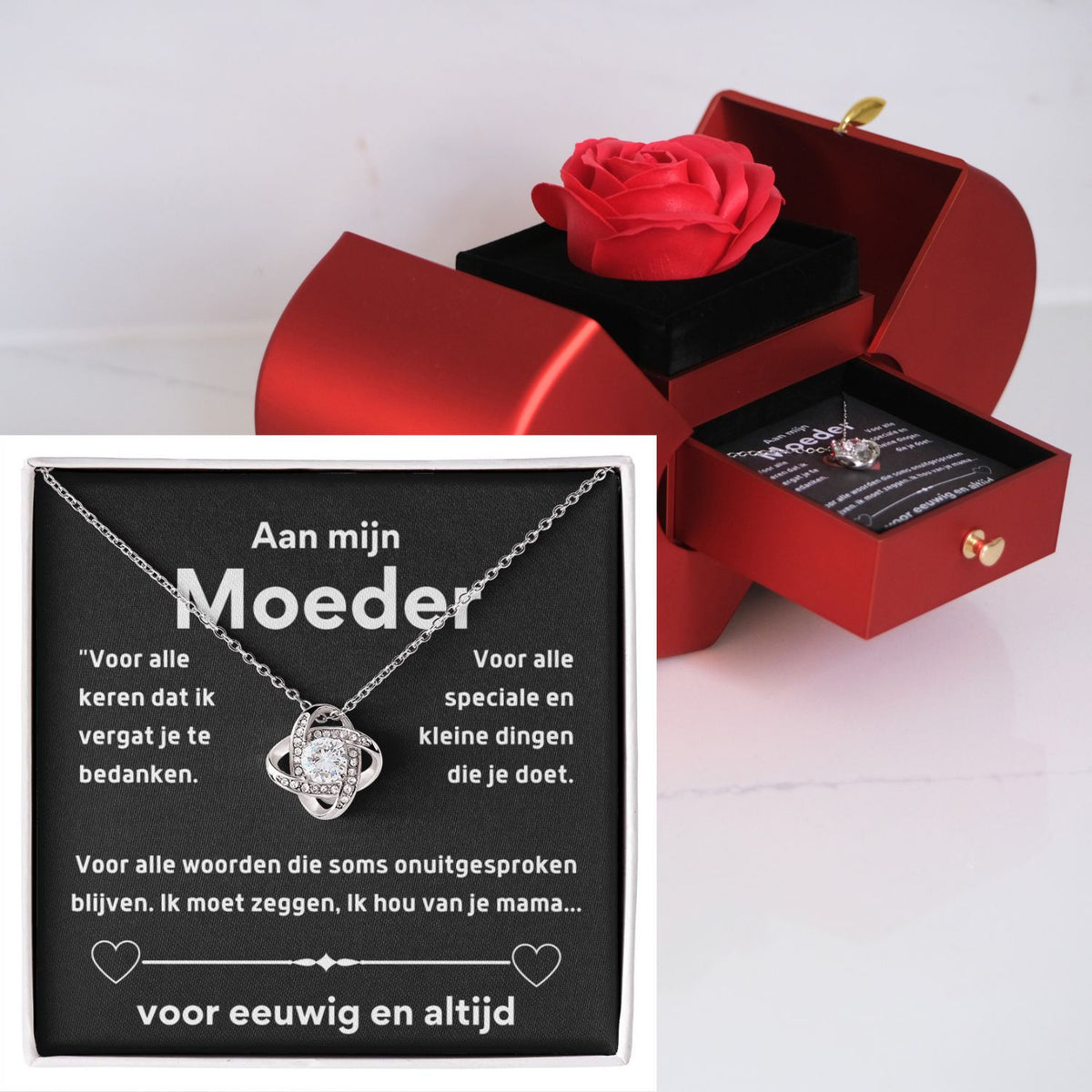 Eeuwige Roos - Liefdesknoop ketting - Aan mijn moeder