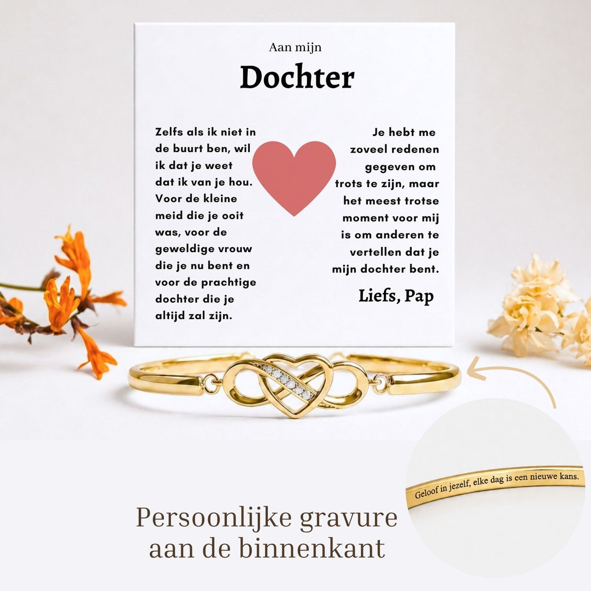 Aan mijn Dochter - Armband Infinity met Gravure