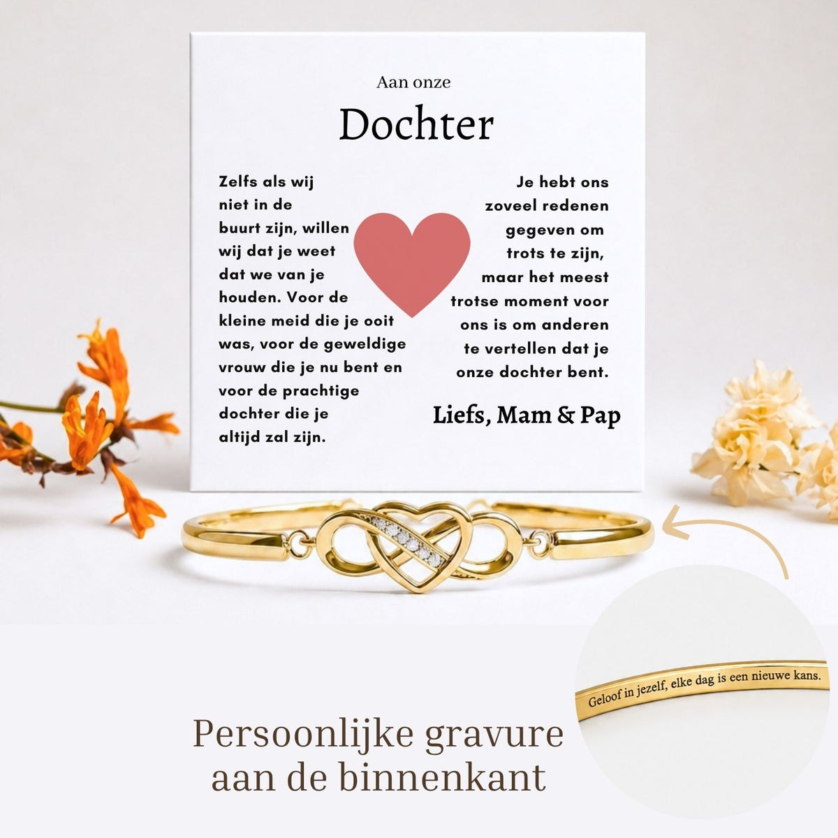 Aan mijn Dochter - Armband Infinity met Gravure