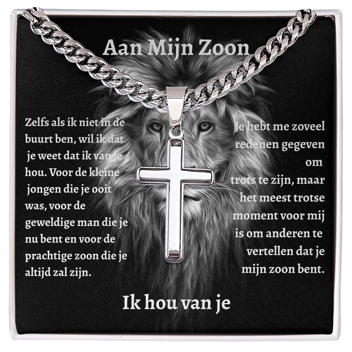 Aan mijn Zoon - Zilveren Kruis Ketting