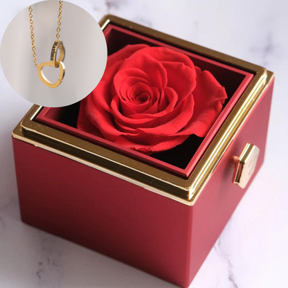 Eeuwige Roos Box - Gepersonaliseerde ketting & Echte Roos