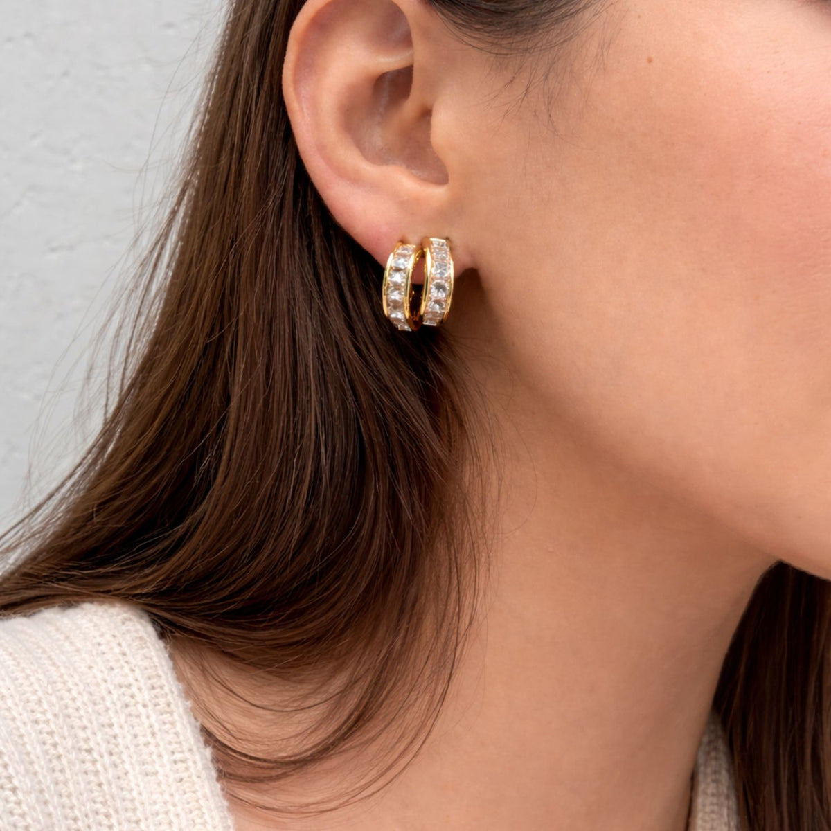 Gouden diamond hoops cadeau voor haar - Amelia Sieraden
