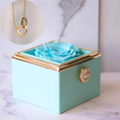 Eeuwige Roos Box - Gepersonaliseerde ketting & Echte Roos