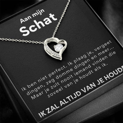 Hart ketting Aan mijn Schat met witgouden afwerking