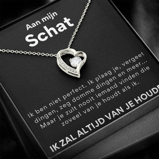 Hart ketting Aan mijn Schat met witgouden afwerking
