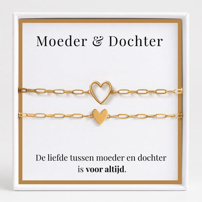 Moeder & Dochter Armband Set Hartje
