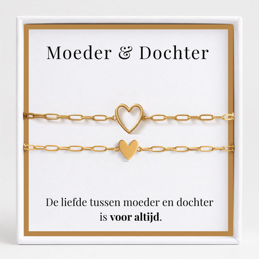 Moeder & Dochter Armband Set Hartje