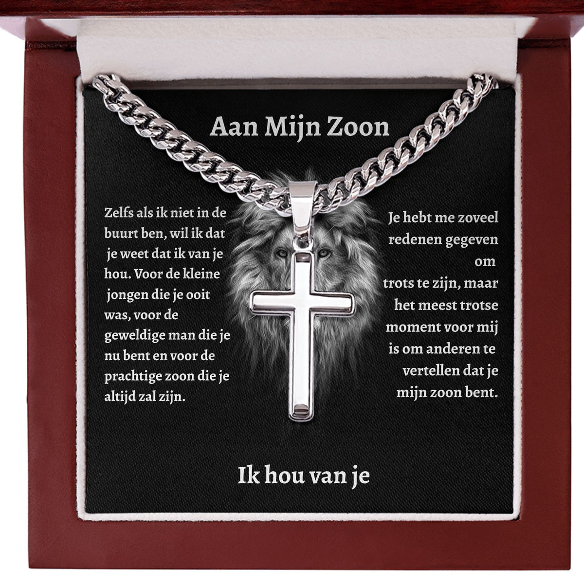 Aan mijn Zoon - Zilveren Kruis Ketting