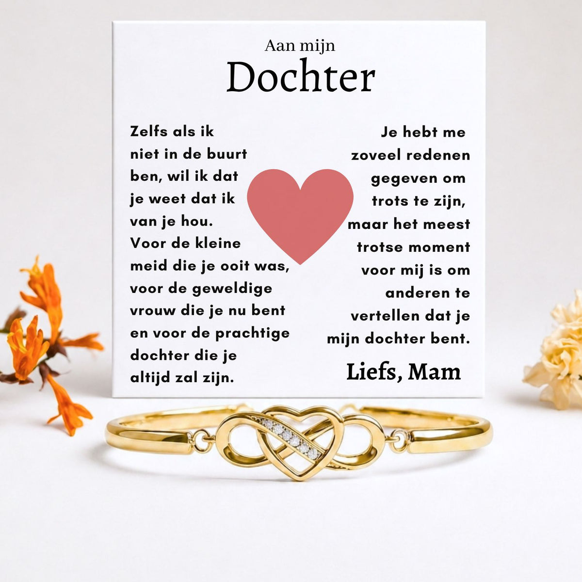 Afstudeercadeau infinity armband van mama