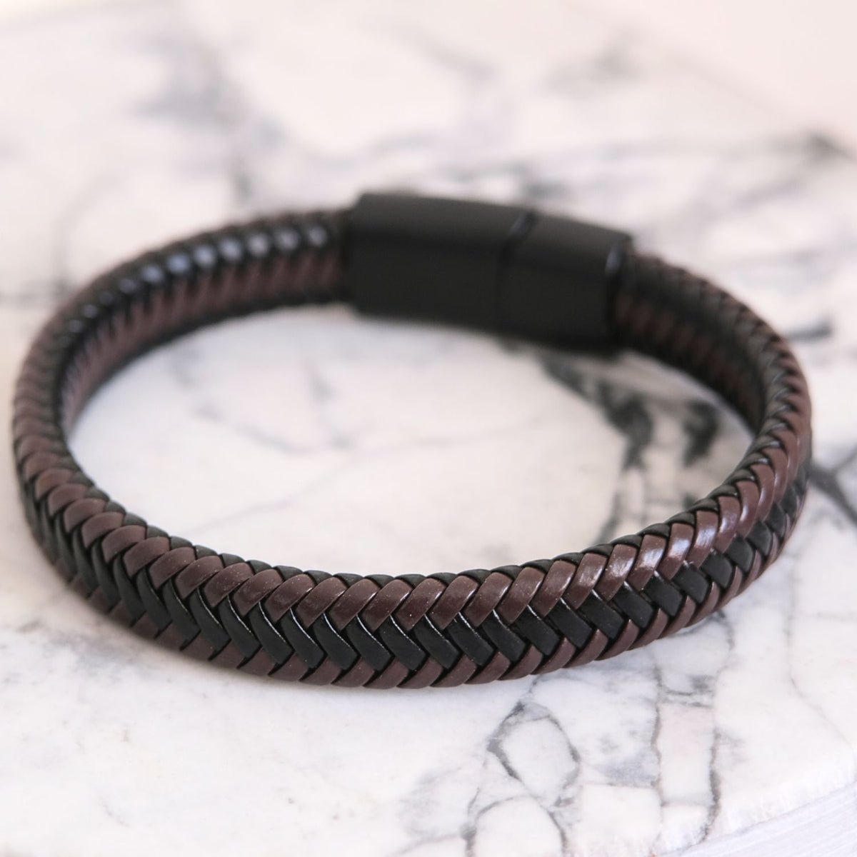 Aan mijn Zoon - Zwart Bruine gevlochten Armband
