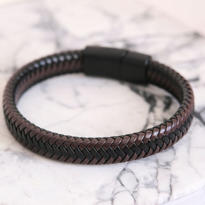 Aan mijn Zoon - Zwart Bruine gevlochten Armband