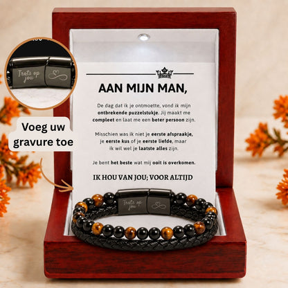 Gepersonaliseerde - Tijgeroog armband NEW