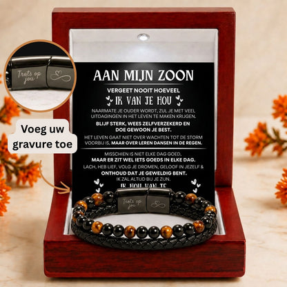 Gepersonaliseerde - Tijgeroog armband NEW