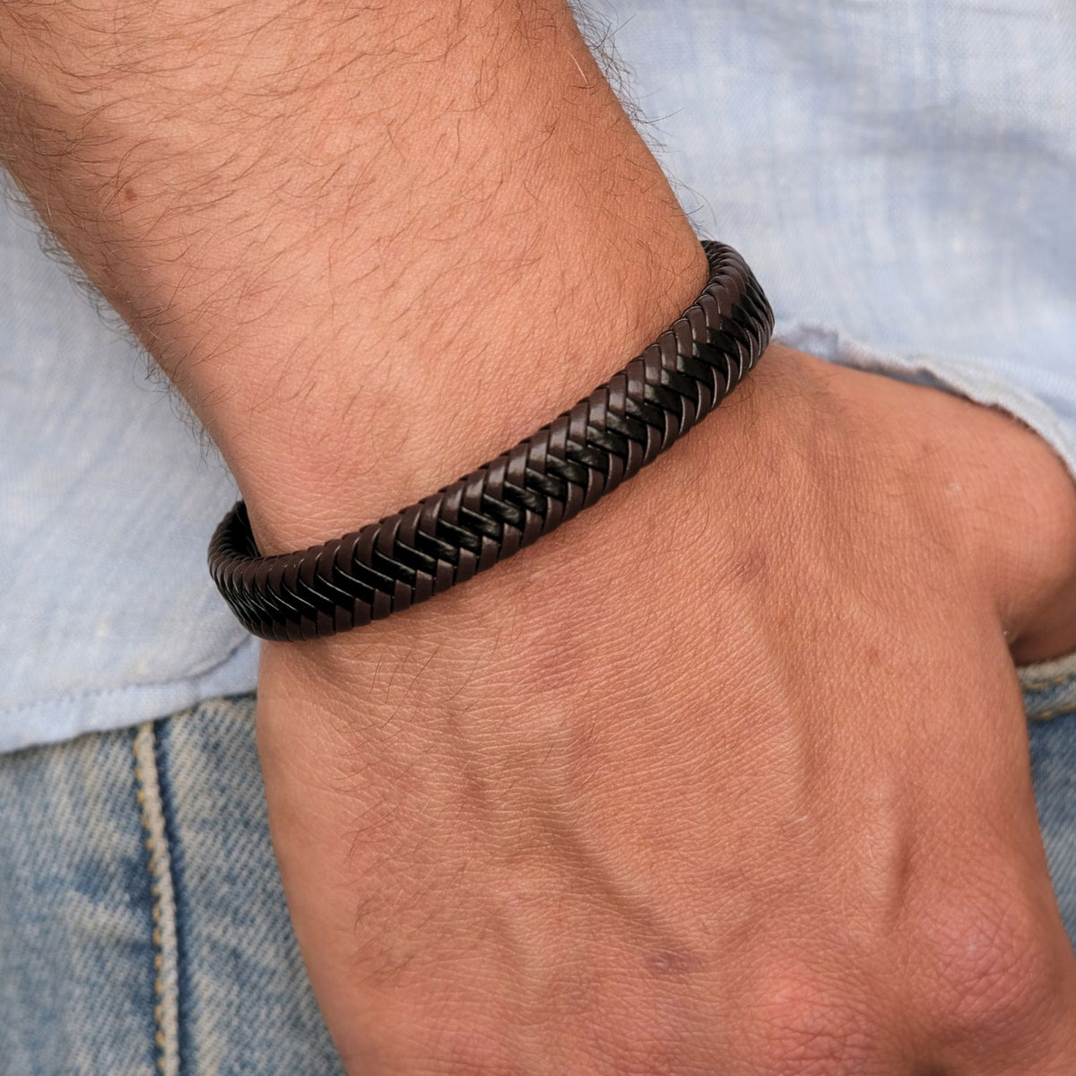 Aan mijn Zoon - Zwart Bruine gevlochten Armband