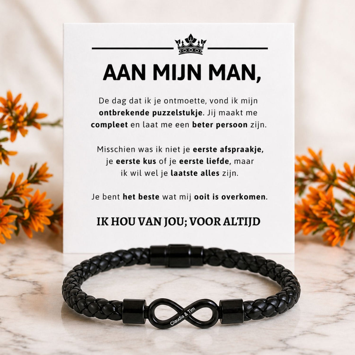 Aan mijn Man - Dual Name Infinity Armband